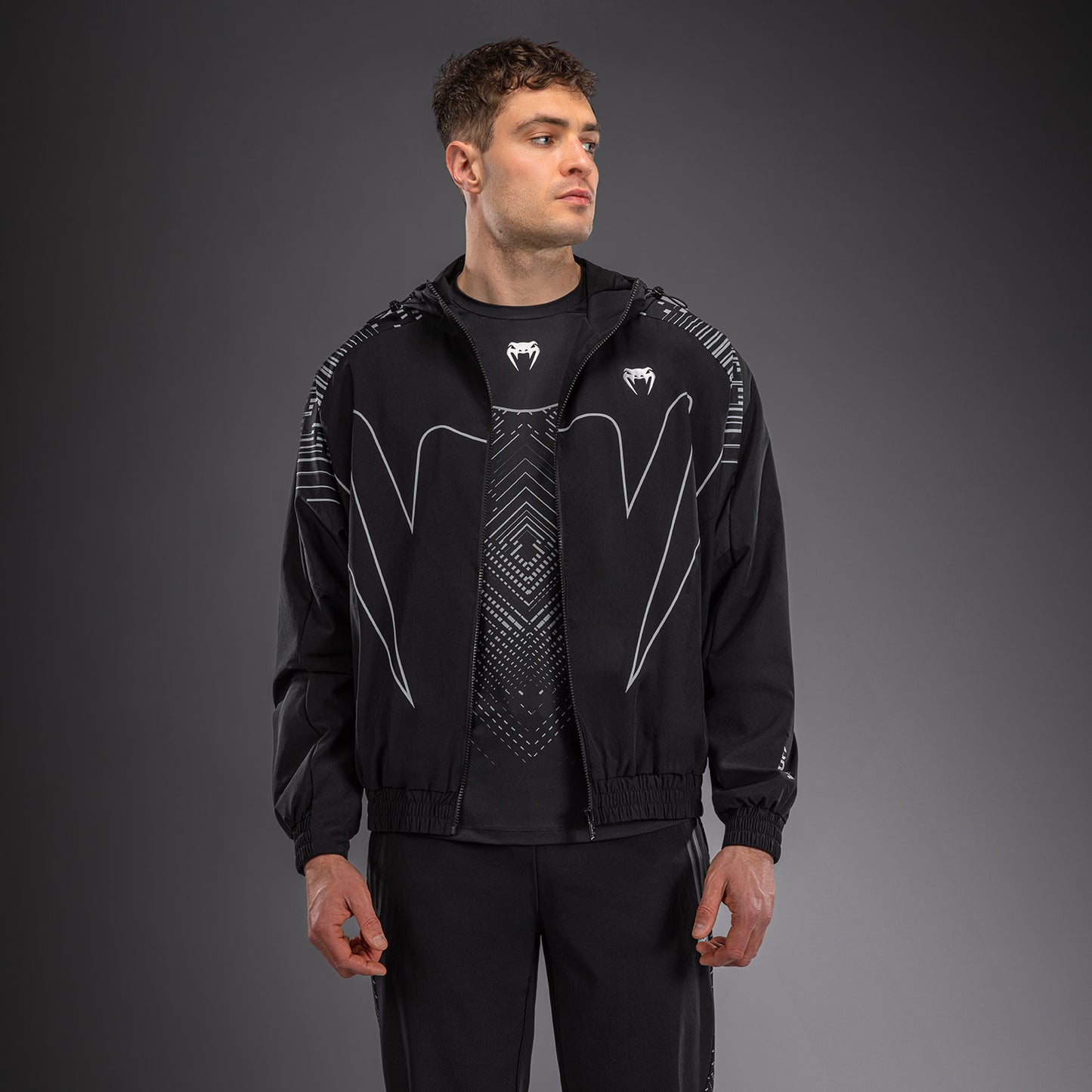 Спортивная куртка Venum Midnight Fury – Чёрный/Серый/Серебристый