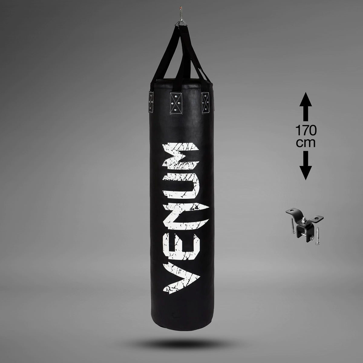Боксерский мешок Venum Challenger + потолочный крюк - Чёрный/Белый - наполненный - 170 см