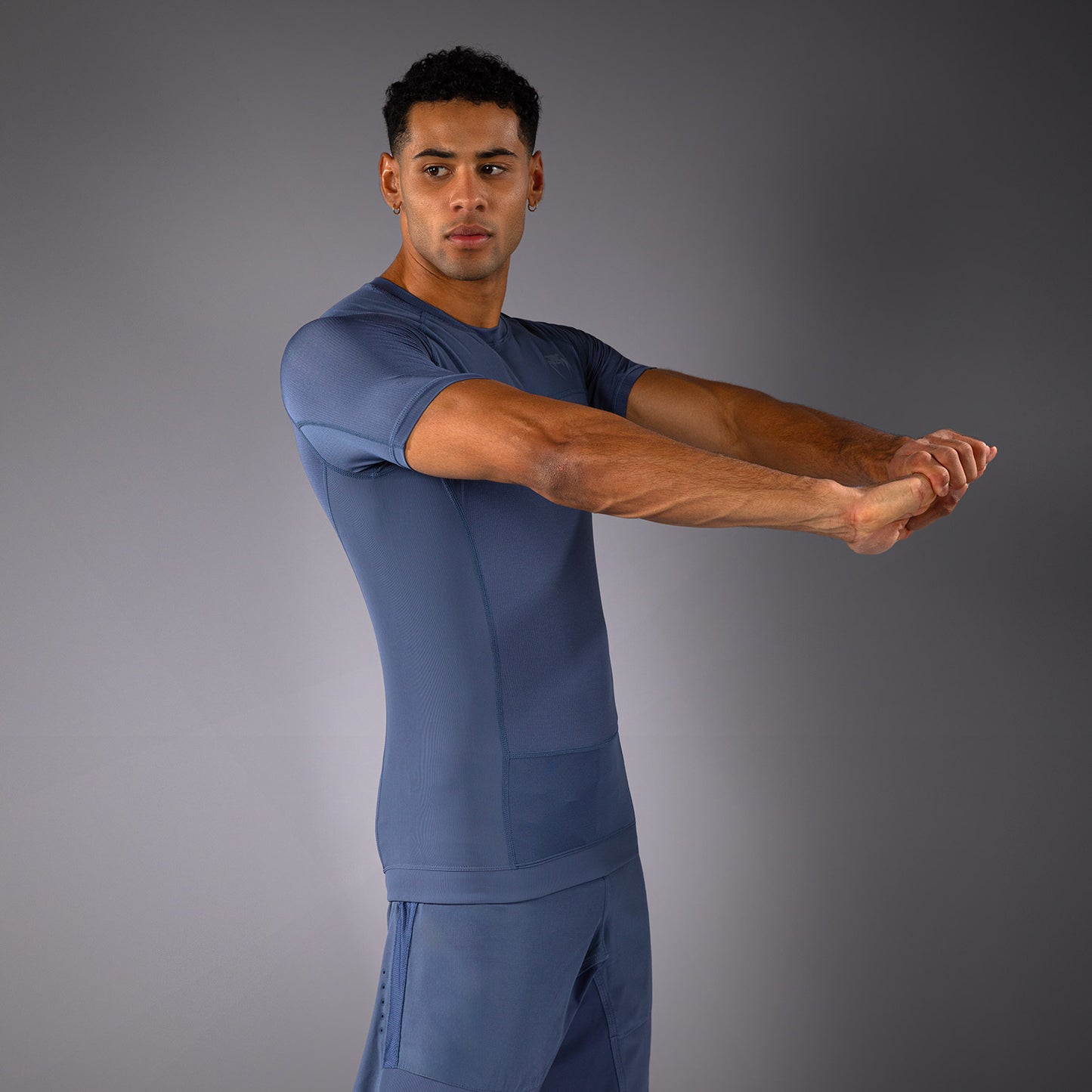 Короткий рукав Rashguard для мужчин Venum G-Fit Air - Туманный синий