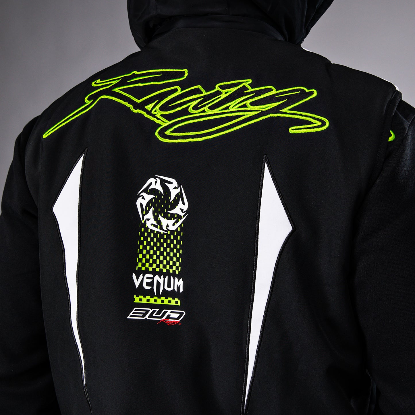 Пуховая куртка без рукавов для мужчин Venum x Bud Racing - Черный/белый/зеленый лайм
