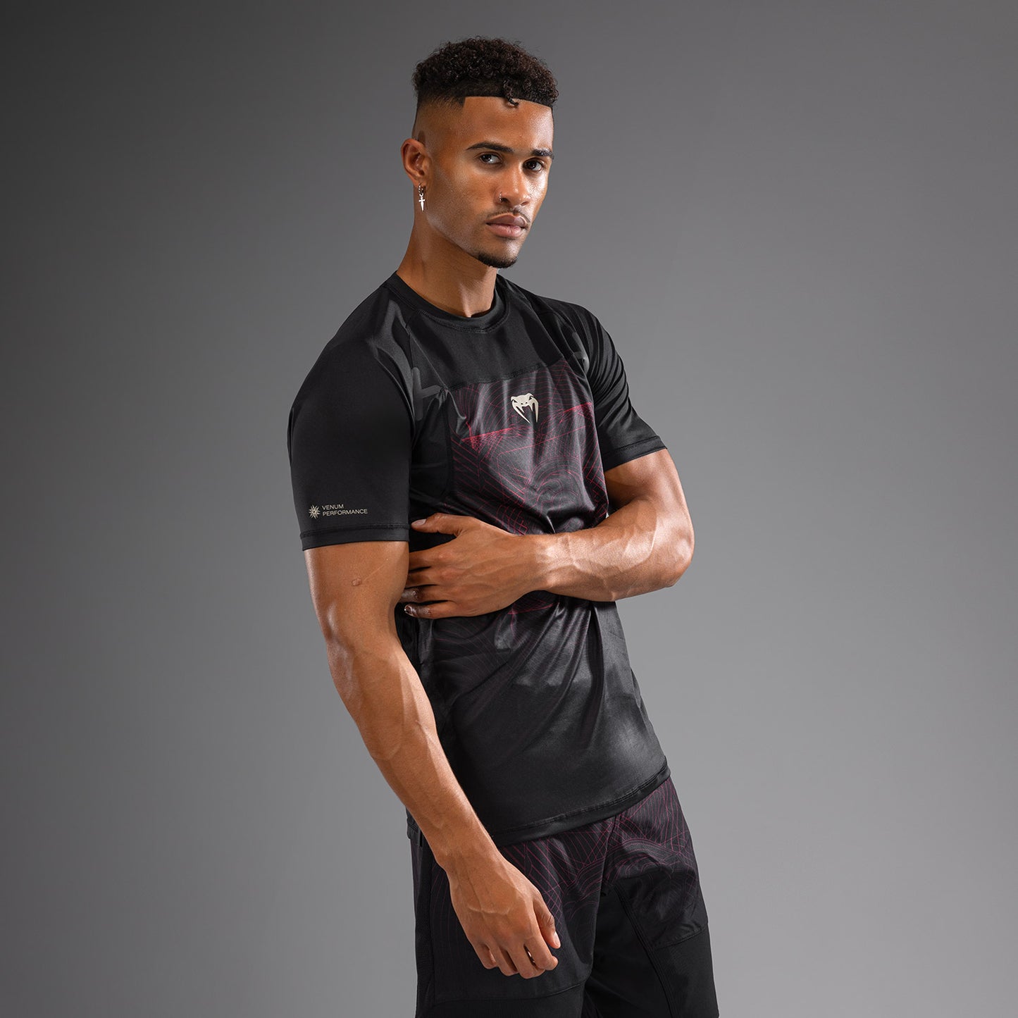 Футболка для мужчин Venum G-Fit Air Dry-Tech - Глубокий черный / Огненно-красный