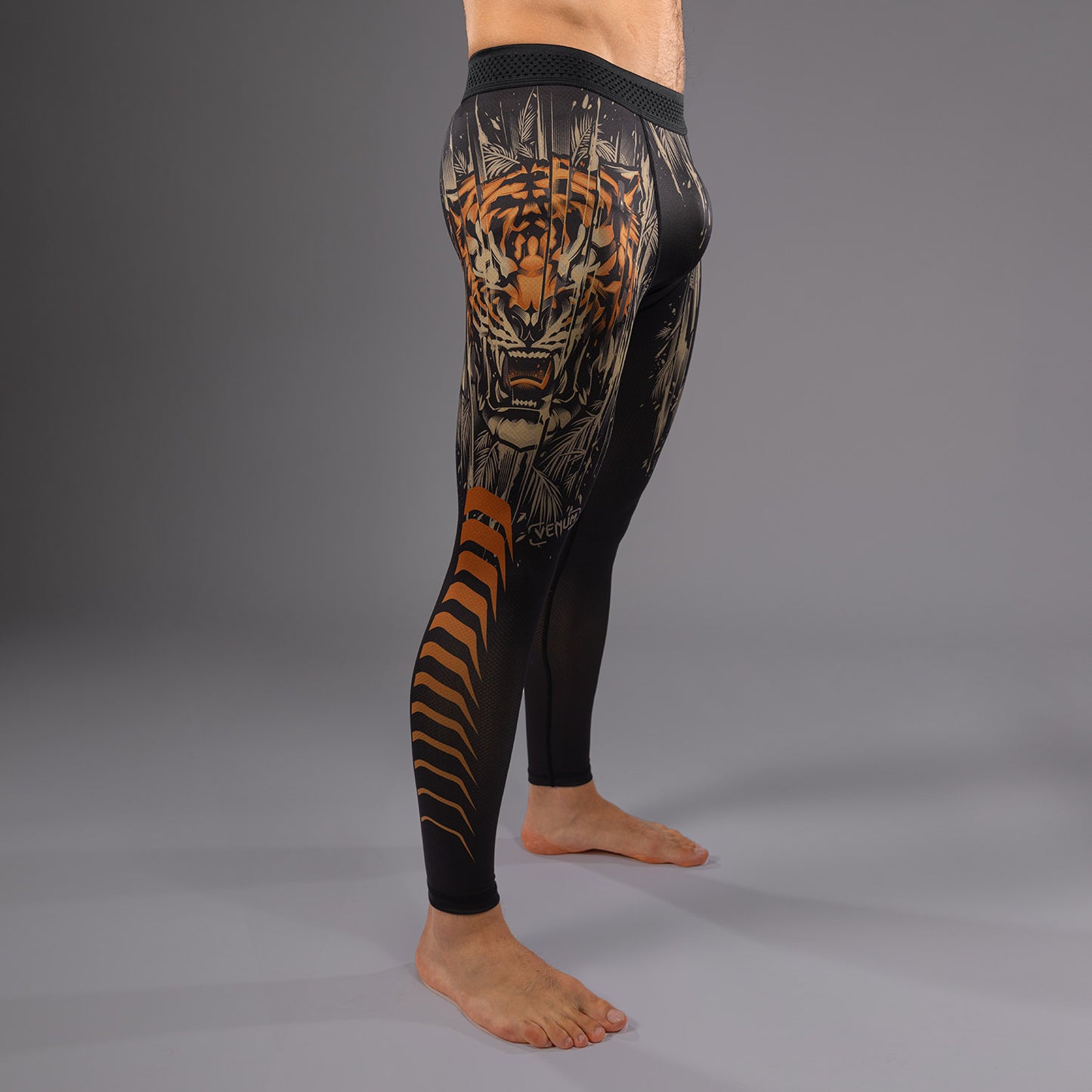 Компессионные леггинсы для мужчин Venum Tiger - Черный / Неоновый оранжевый