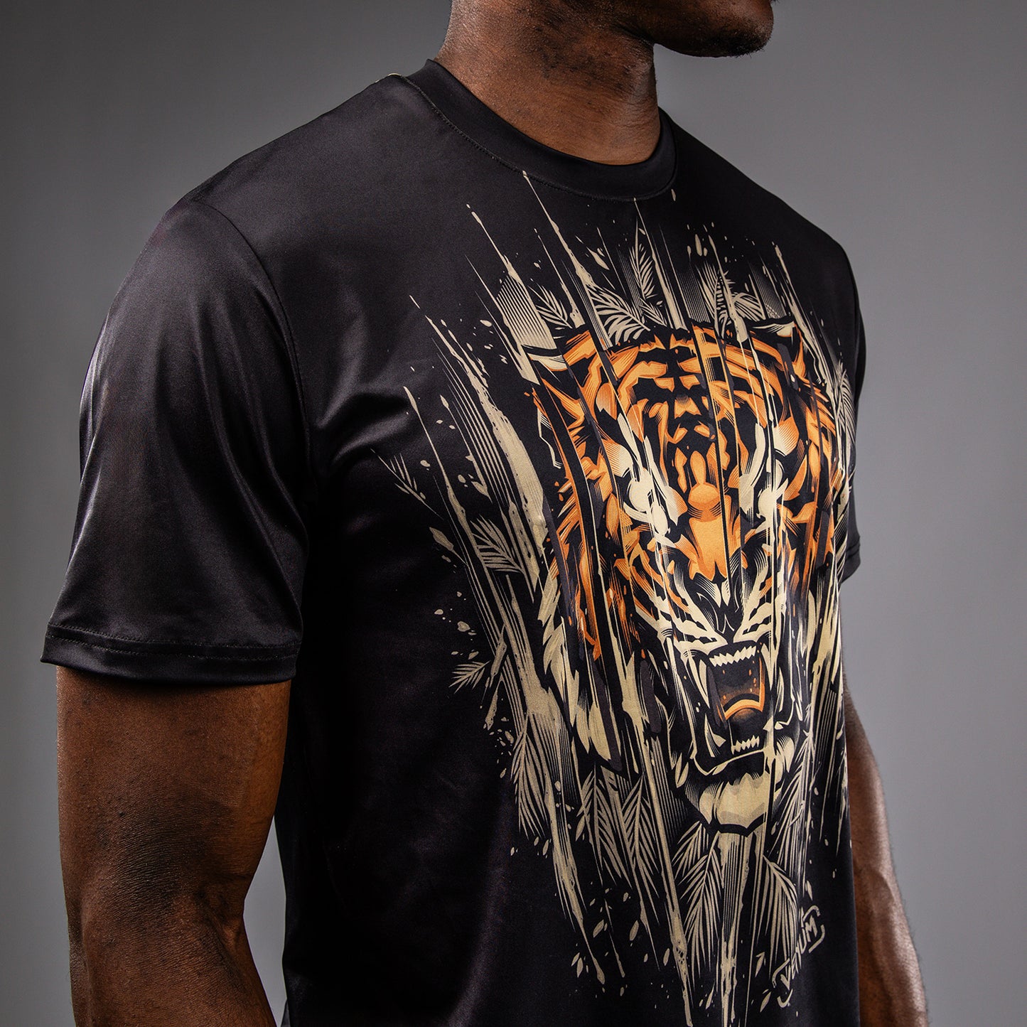 Футболка для мужчин Venum Tiger Dry Tech - Черный / Неоновый оранжевый