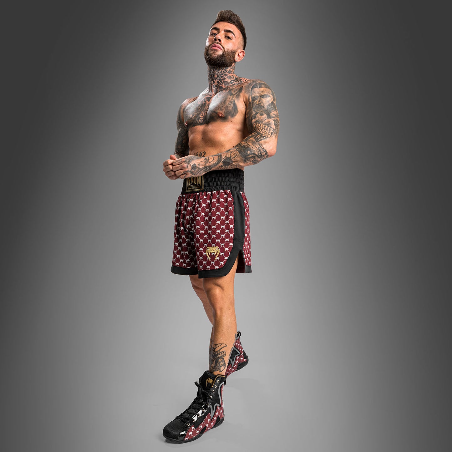 Venum Monogram Boxing Short - черный/бордовый