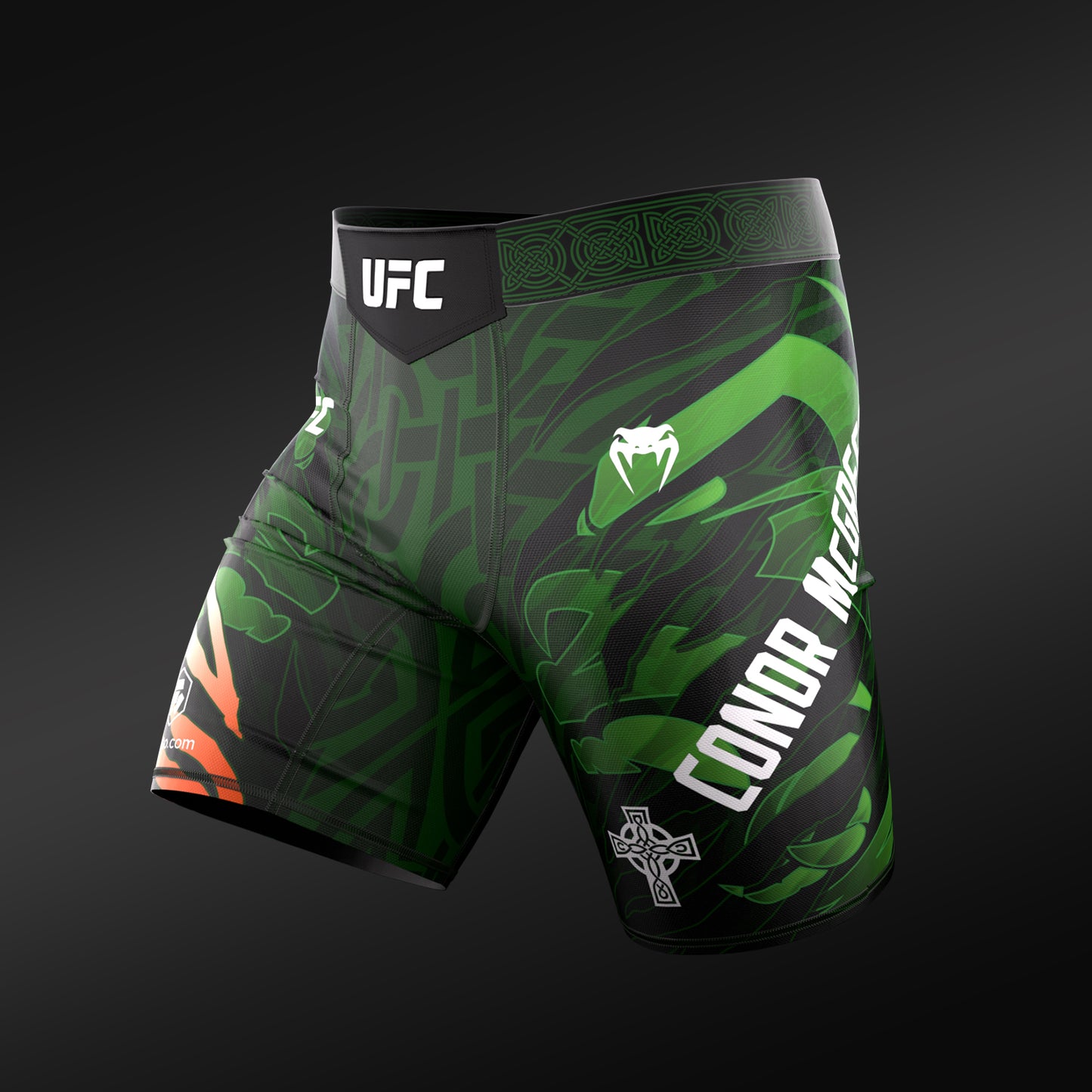 Мужские шорты для Vale Tudo UFC Unrivaled by Venum с изображением Конора Макгрегора - зелёные