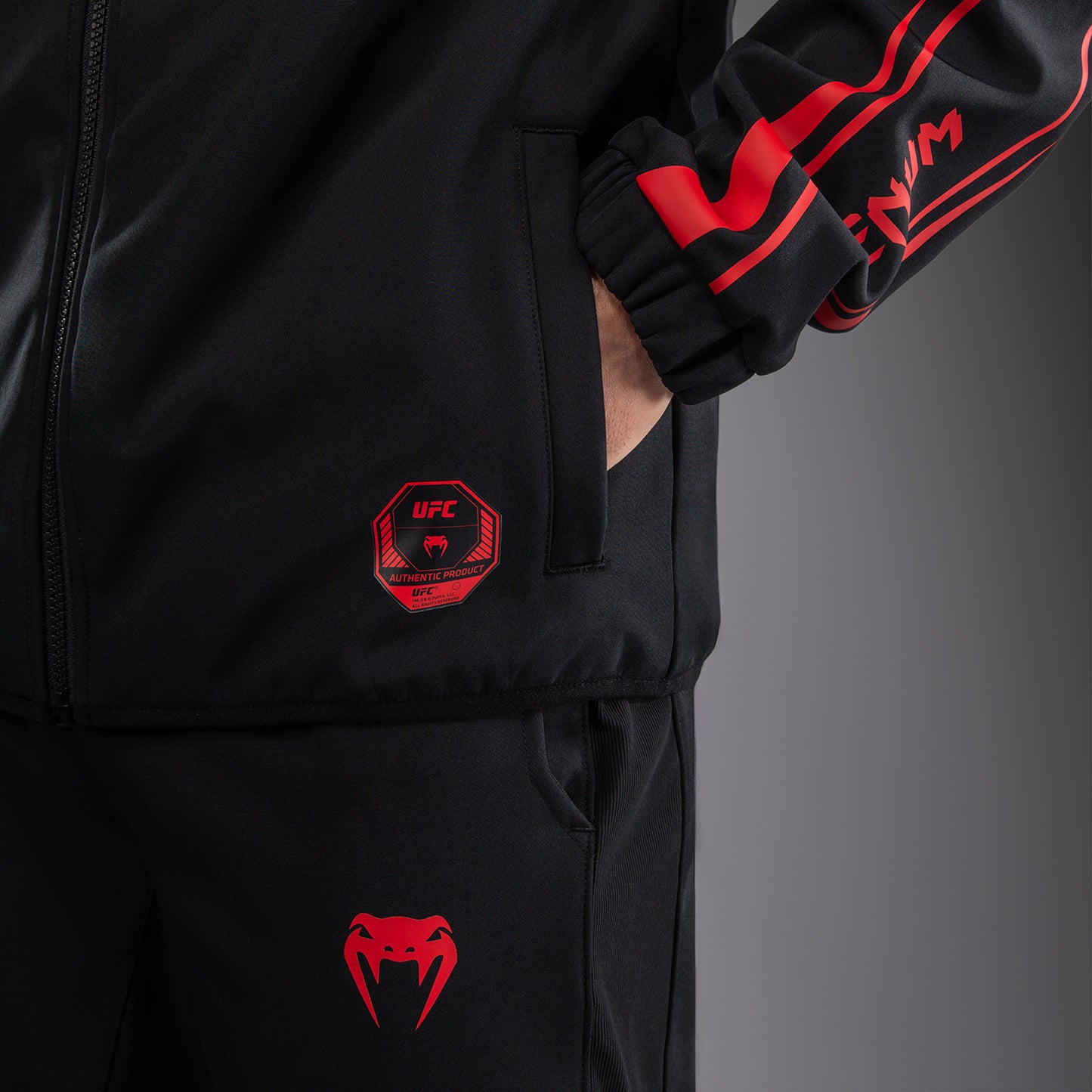 Мужская толстовка с капюшоном на молнии Venum UFC Unity by Venum Authentic Fight Week - Чёрный