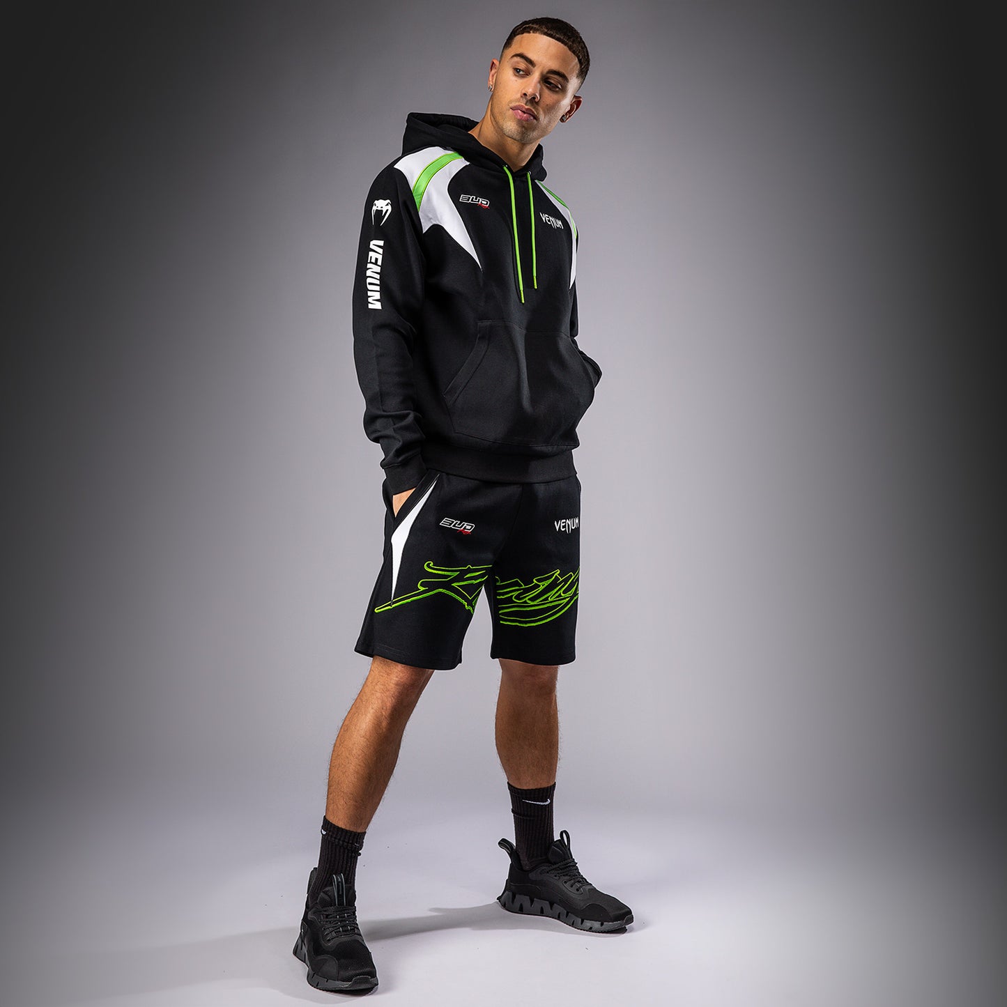 Мужская толстовка Venum x Bud Racing - черный/белый/зеленый лайм