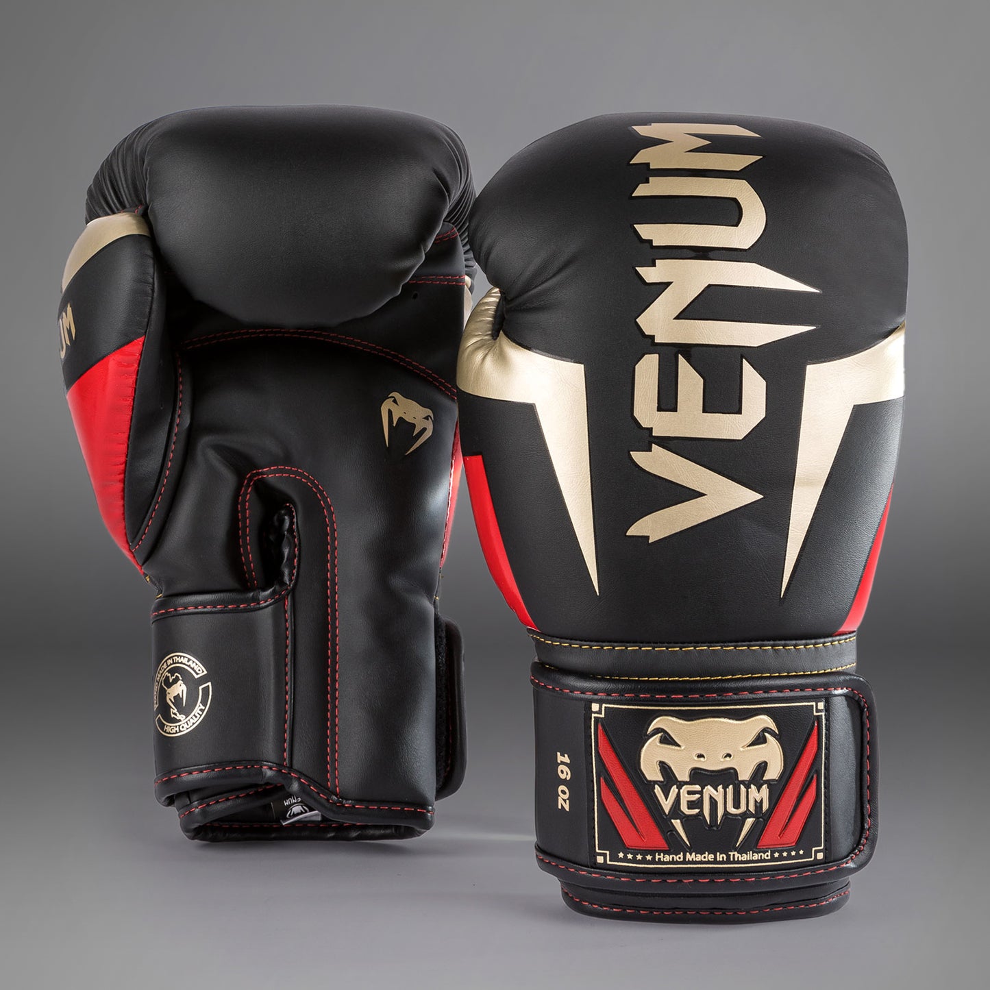 Боксерские перчатки Venum Elite - черный/золотой/красный