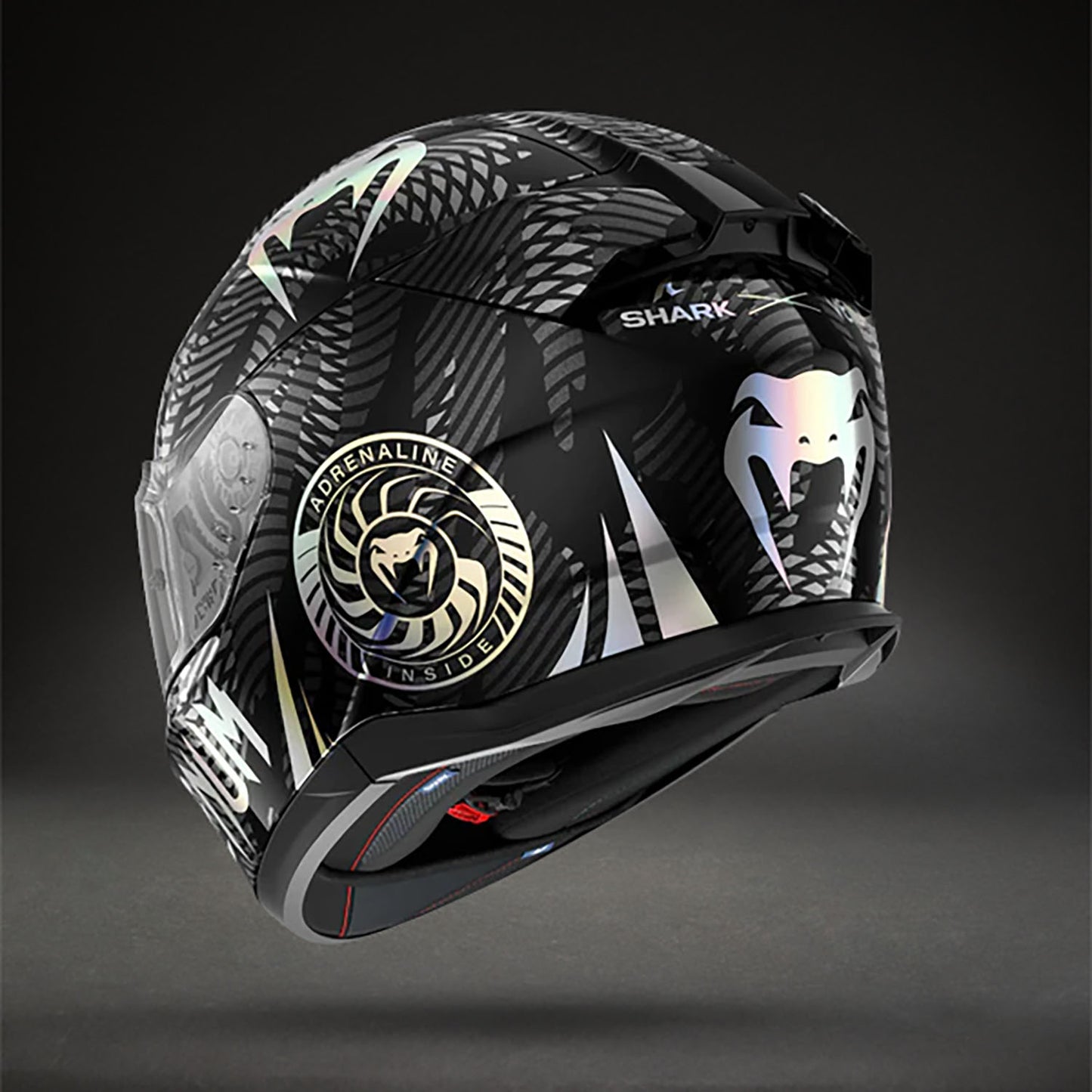 Защитный шлем Venum x Shark D-SKWAL 3 Motorcycle – Чёрный хром/Антрацит