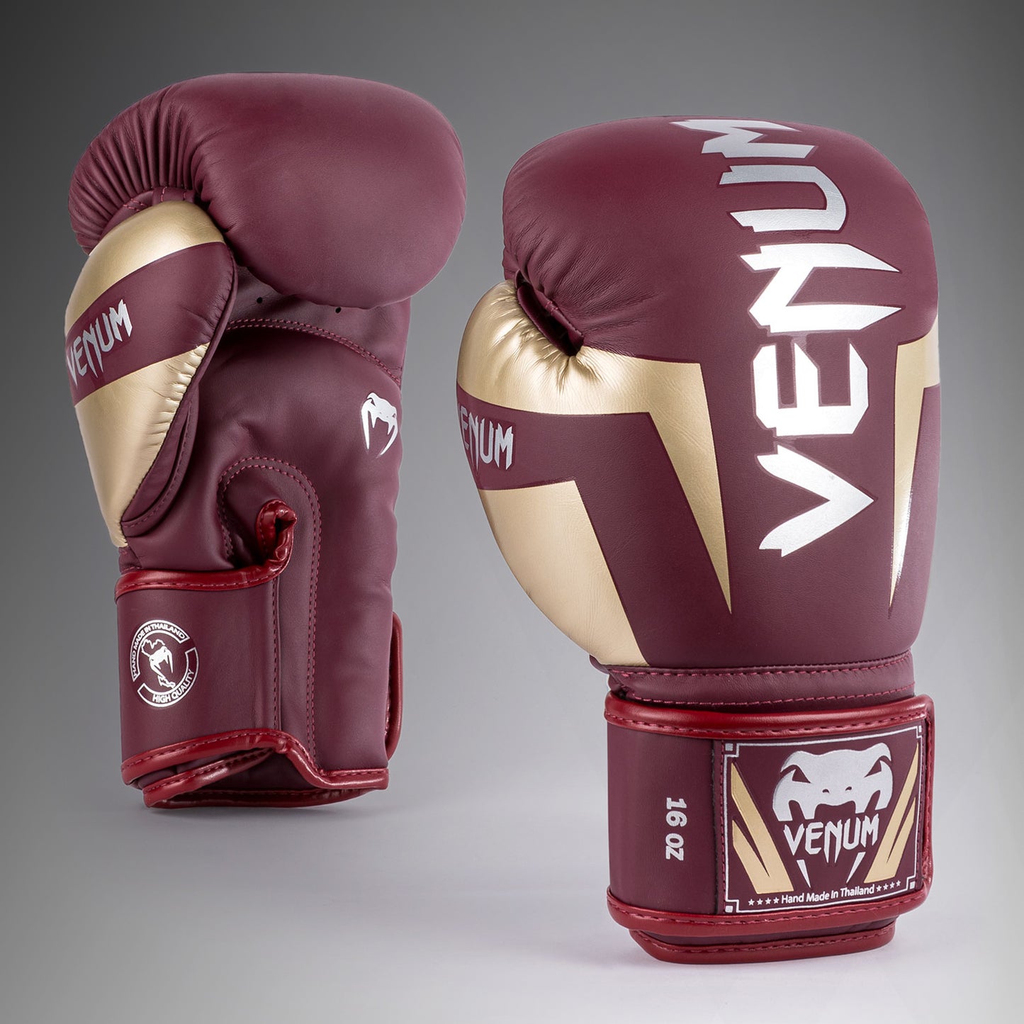 Боксерские перчатки Venum Elite - бордовый/золотой
