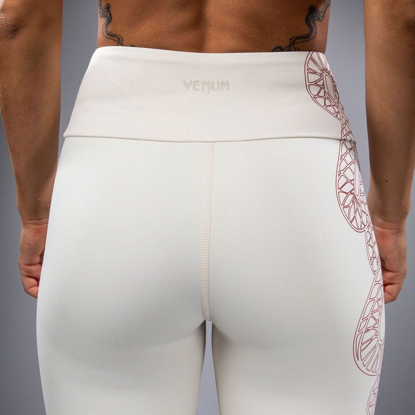 Леггинсы женские Venum Serpenti – Слоновая кость/Бордовый