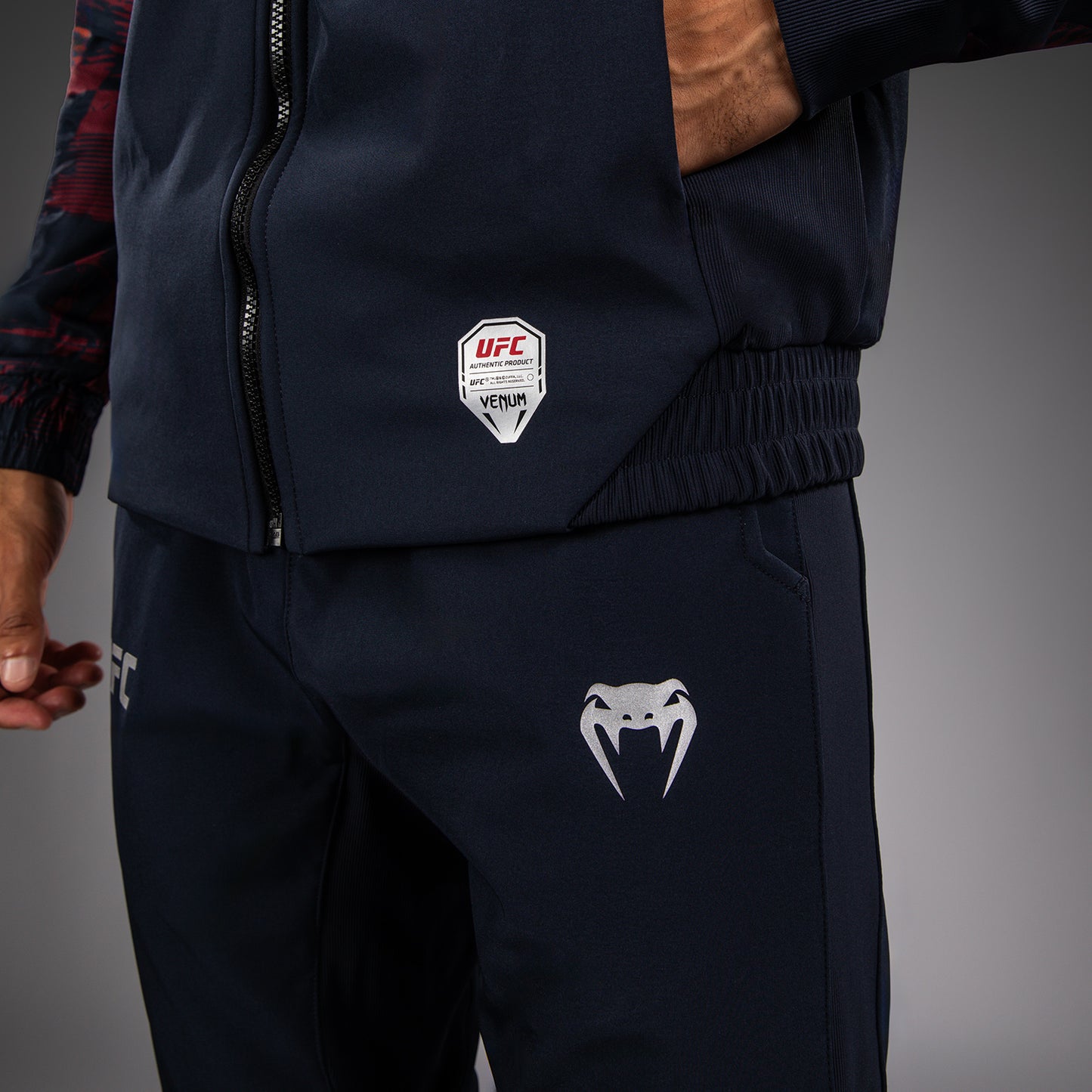 UFC Zenith by Venum Authentic Fight Week Толстовка на молнии Мужская - Темно-синий/бордовый/серебристый
