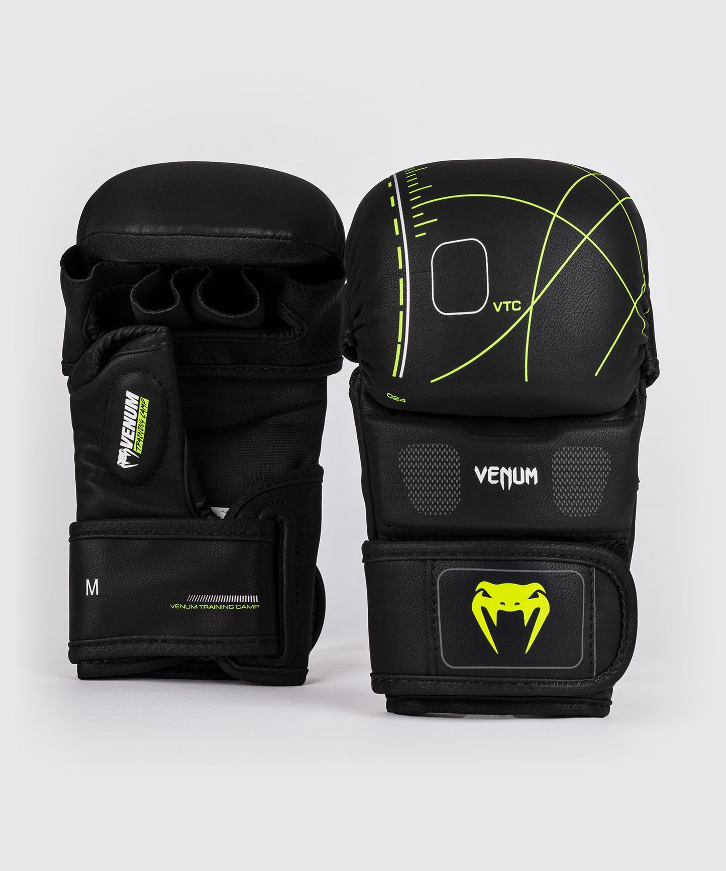 Venum Training Camp 4.0 Перчатки для спарринга MMA - черный/неоновый зеленый