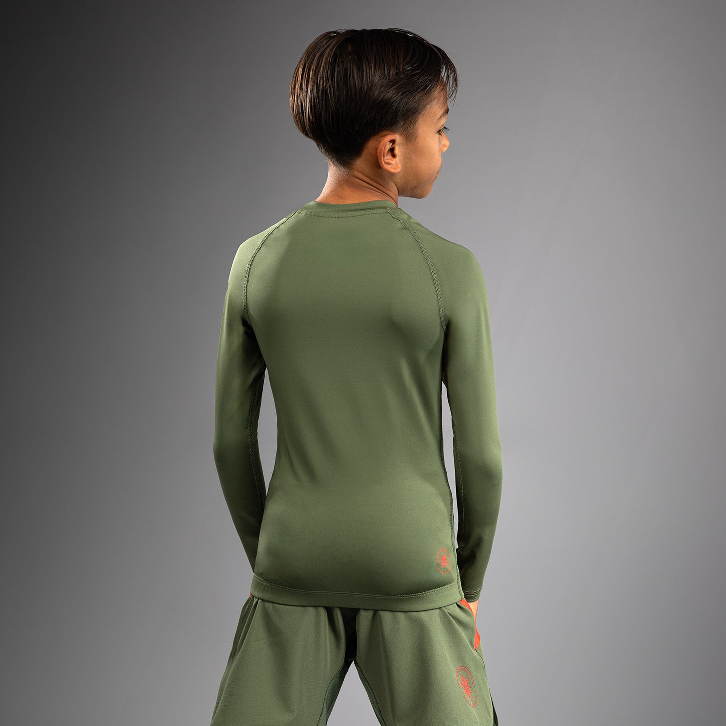 Venum Contender Дети Rashguards Длинные Рукава - Army Green/Orange