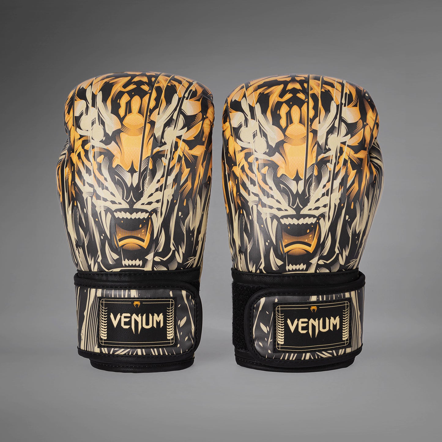 Боксерские перчатки Venum Tiger - Черный / Неоновый оранжевый