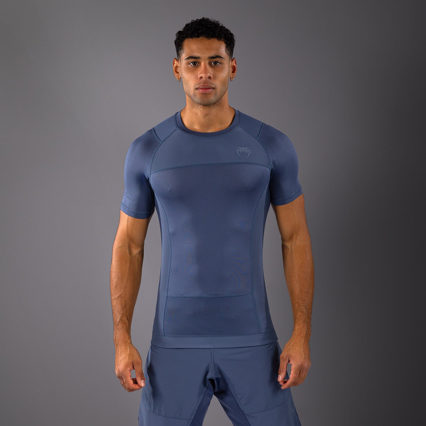 Короткий рукав Rashguard для мужчин Venum G-Fit Air - Туманный синий