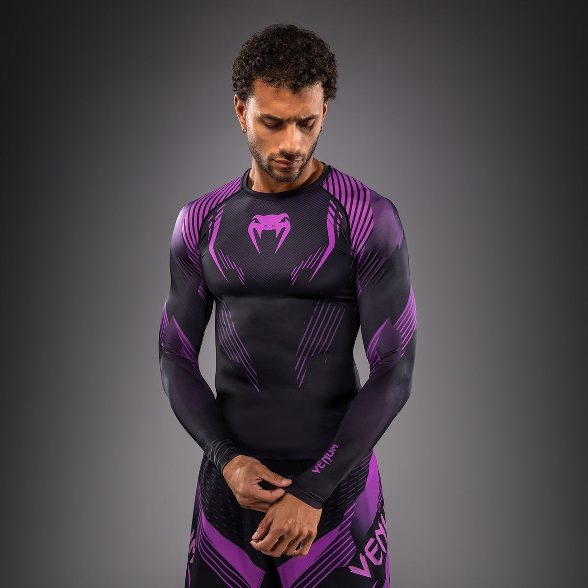 Рашгард с длинным рукавом Venum No-Gi 6.0 - Чёрный/Фиолетовый