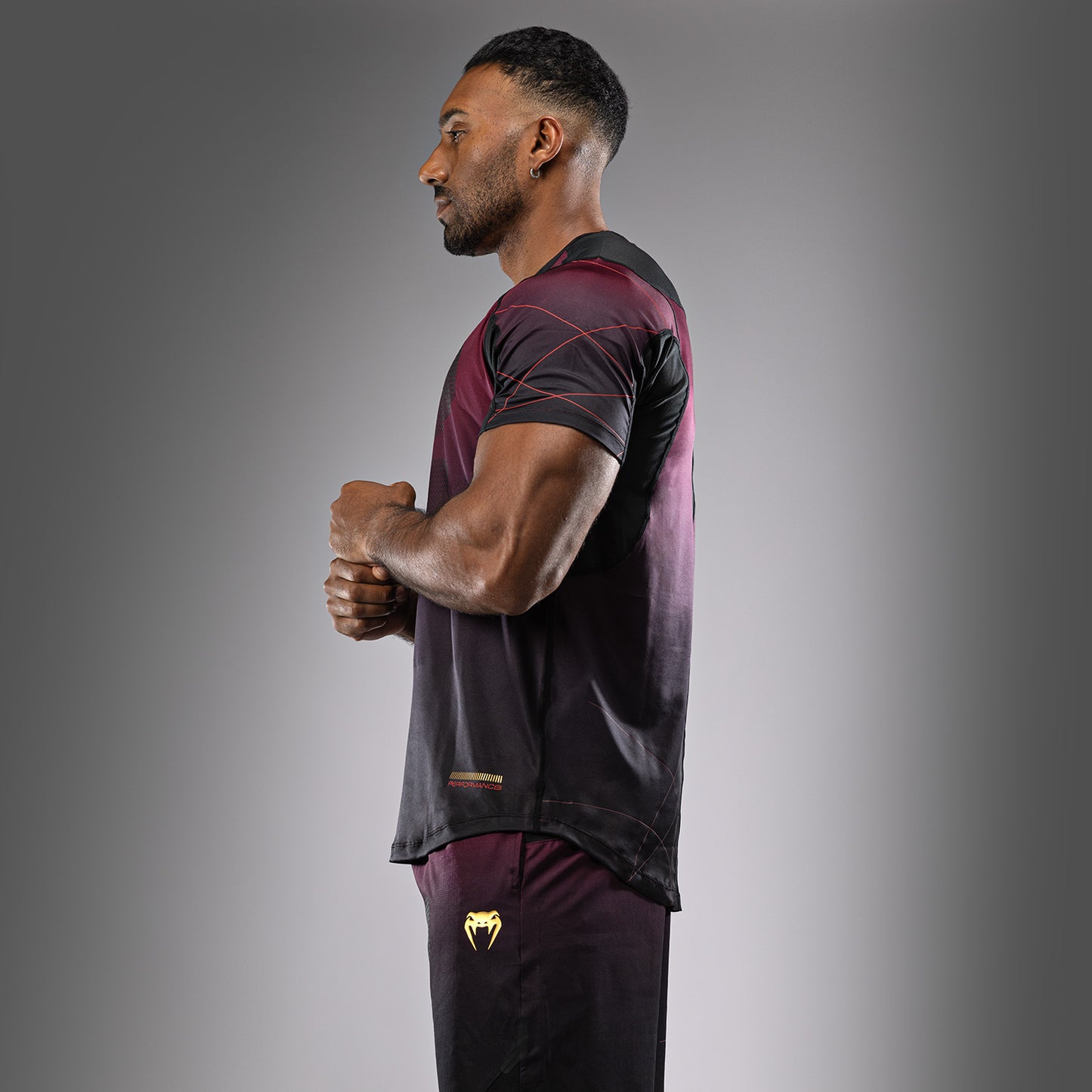 Venum Tactical XT Мужская футболка Dry Tech T-Shirt - черный/бордовый/золотой