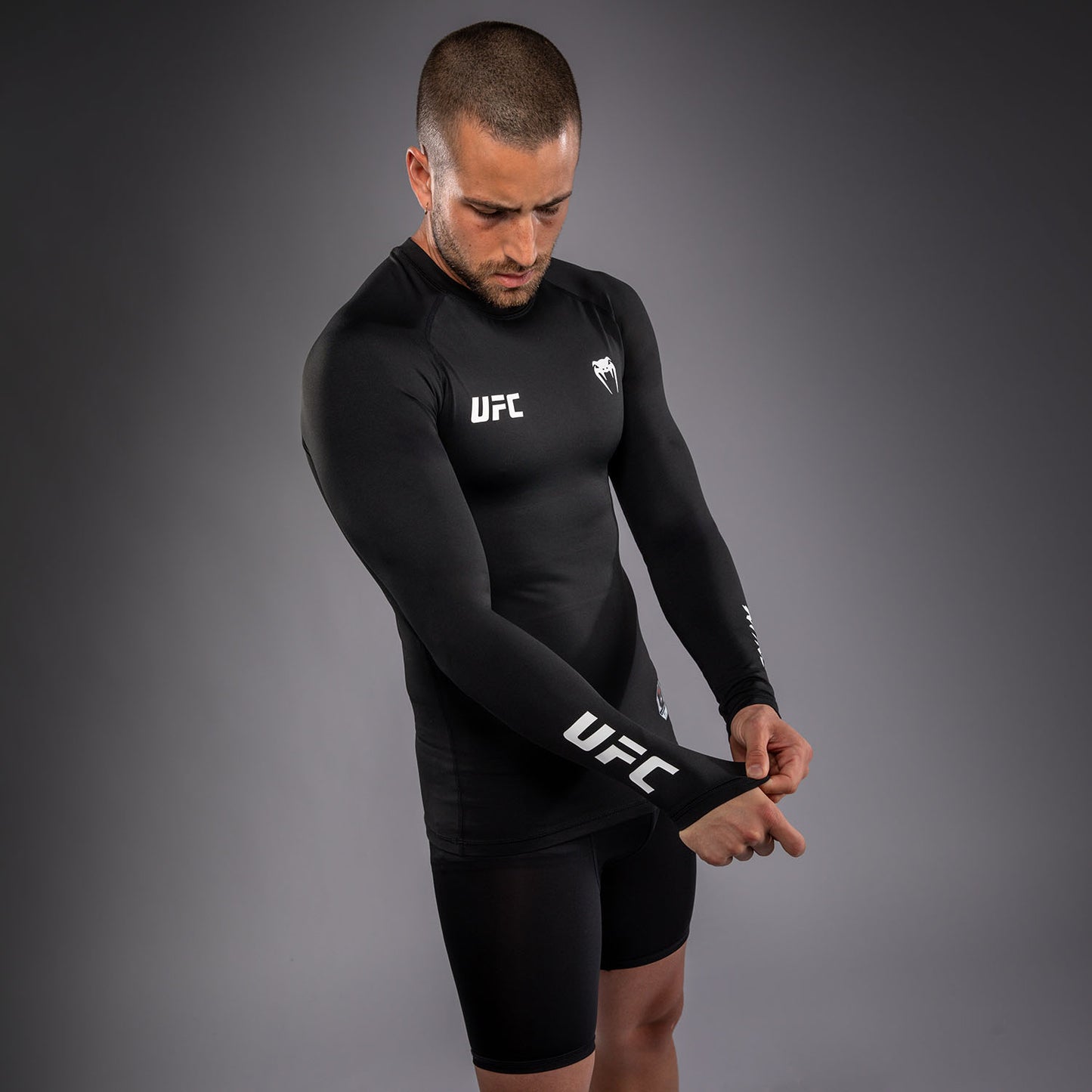 Мужской функциональный рашгард с длинным рукавом Venum UFC Unity by Venum Authentic Fight Week - Чёрный