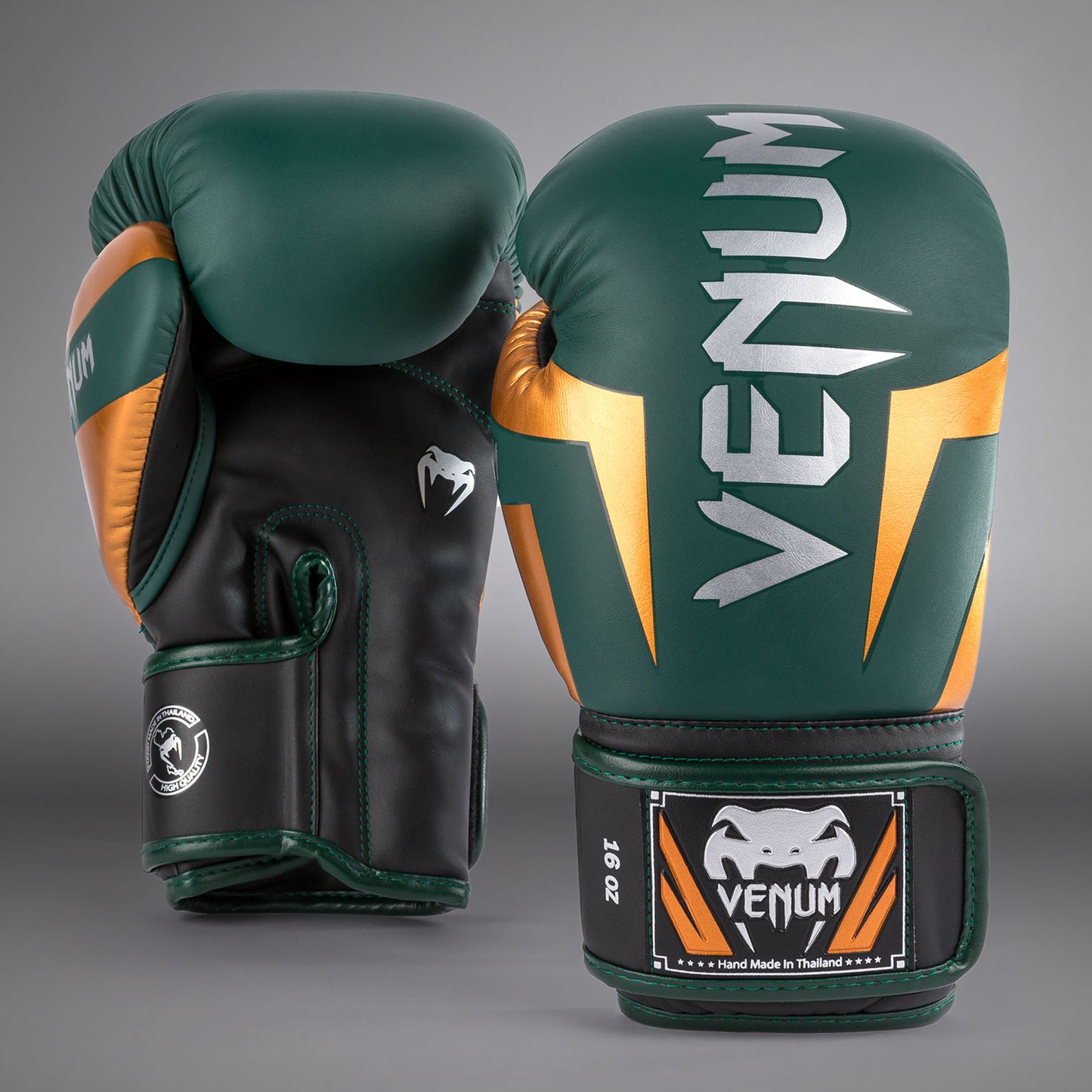 Боксерские перчатки Venum Elite - зеленый/бронзовый/серебристый