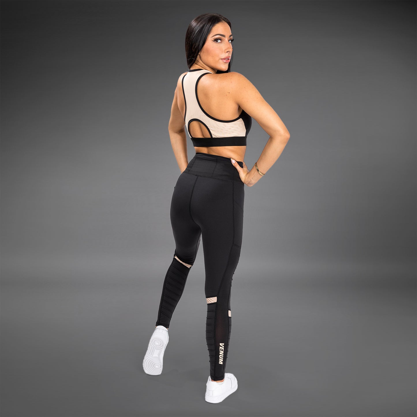 Леггинсы Venum Moto Leggings - черный/песочный