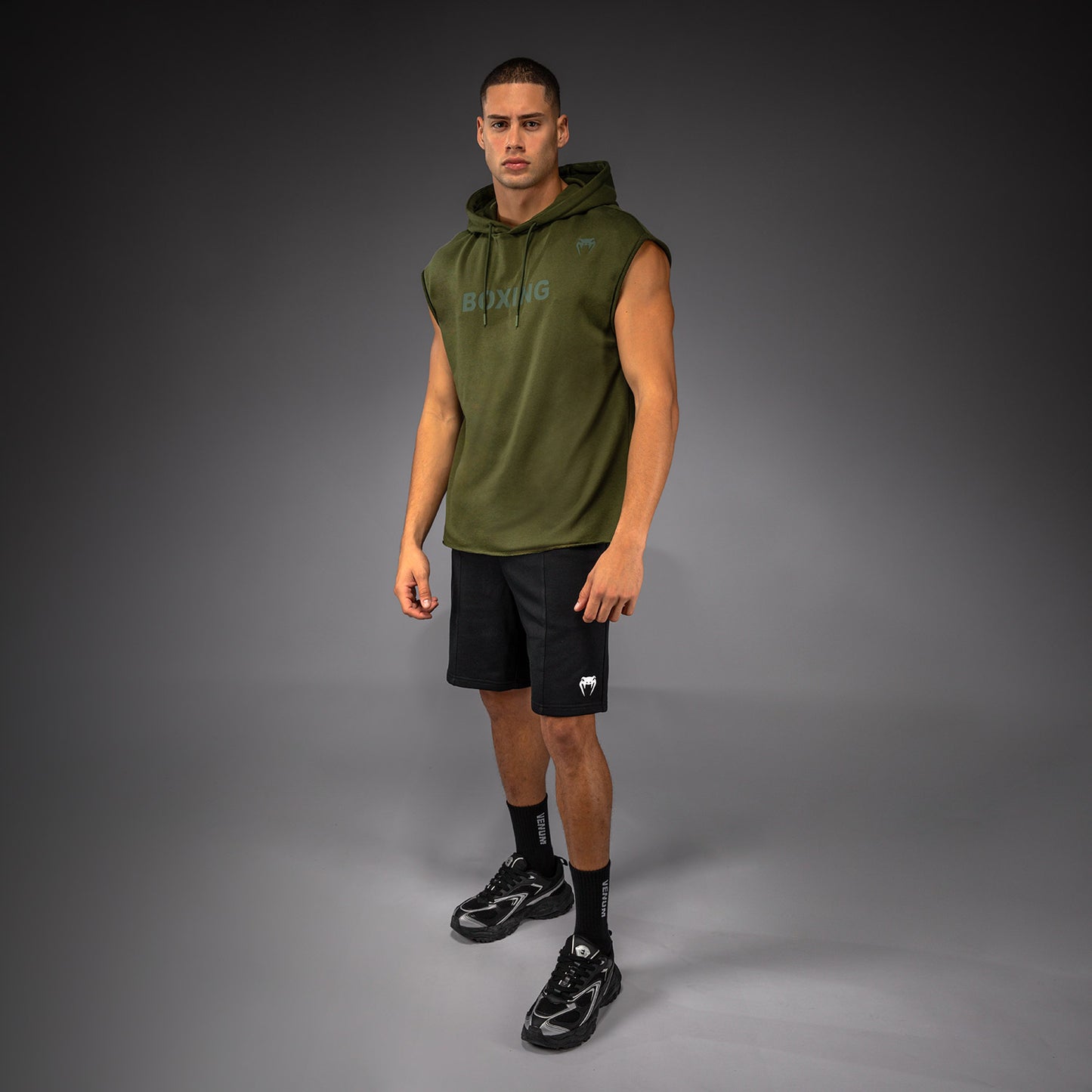 Толстовка с капюшоном без рукавов Venum Boxing VT – Милитари Грин