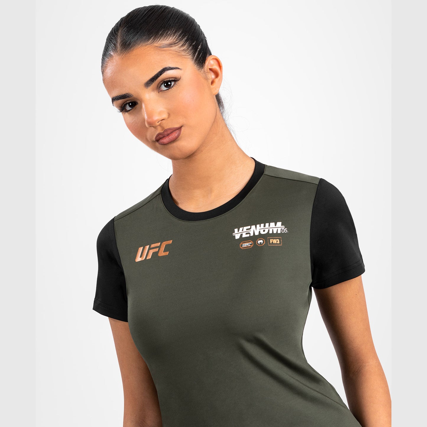 UFC Adrenaline by Venum Fight Week Женская футболка Dry-Tech - хаки/бронза