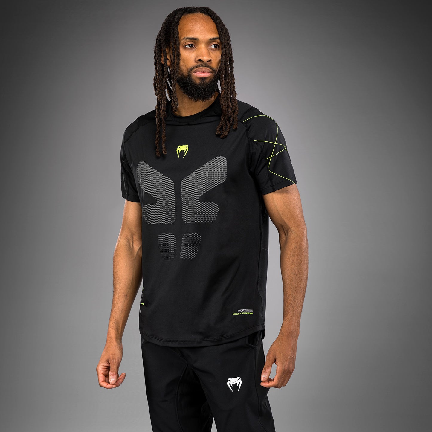 Venum Training Camp 4.0 Мужская футболка Dry-Tech T-Shirt - черный/неоновый зеленый