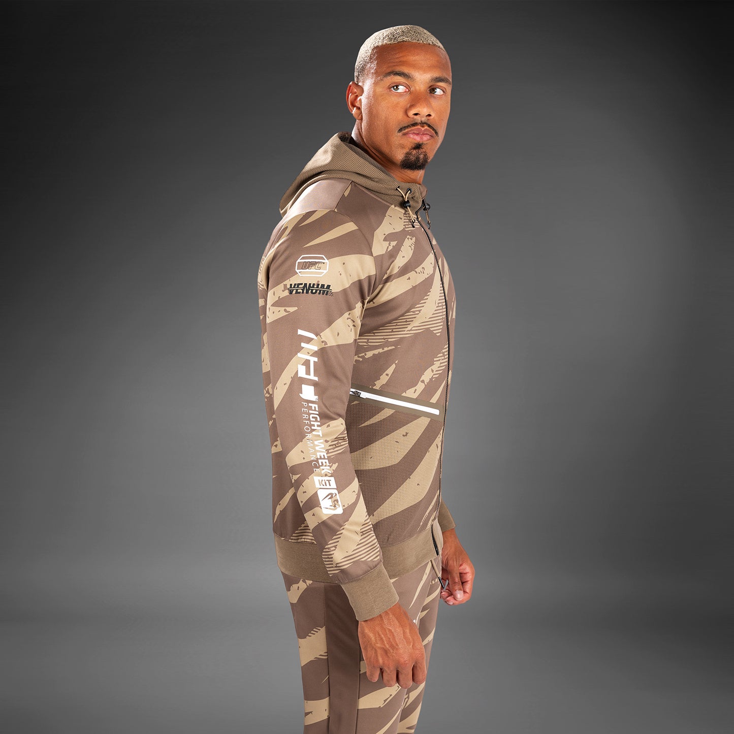 Мужская Толстовка На Молнии UFC Adrenaline By Venum Fight Week - Desert Camo