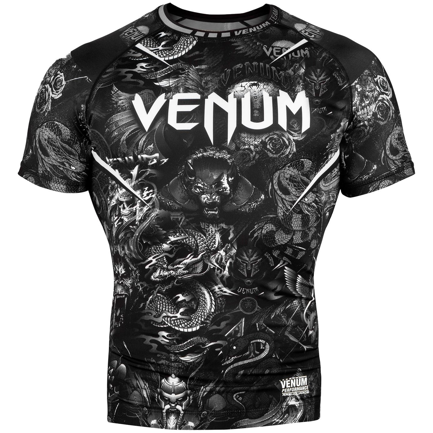 Рашгард Venum Art - Короткий рукав - Черный/Белый