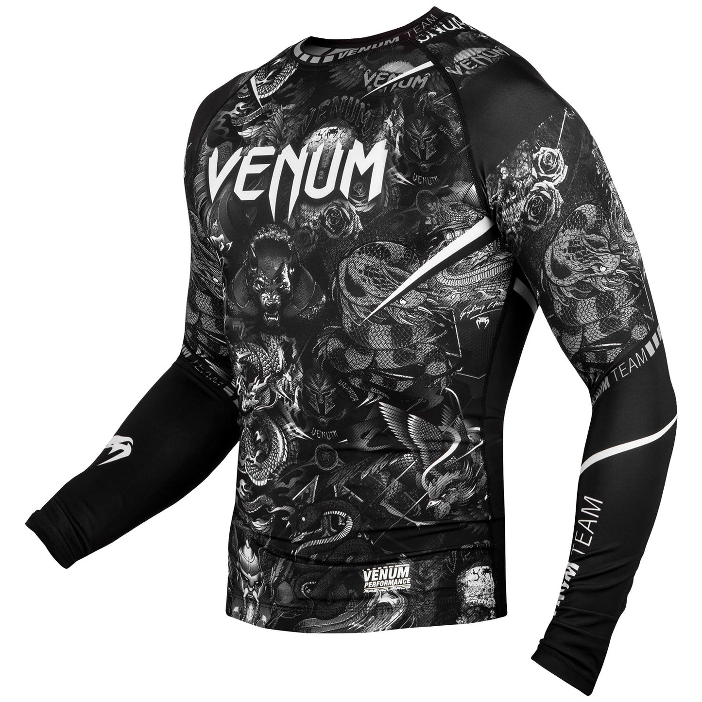 Рашгард Venum Art - Длинный рукав - Черный/Белый