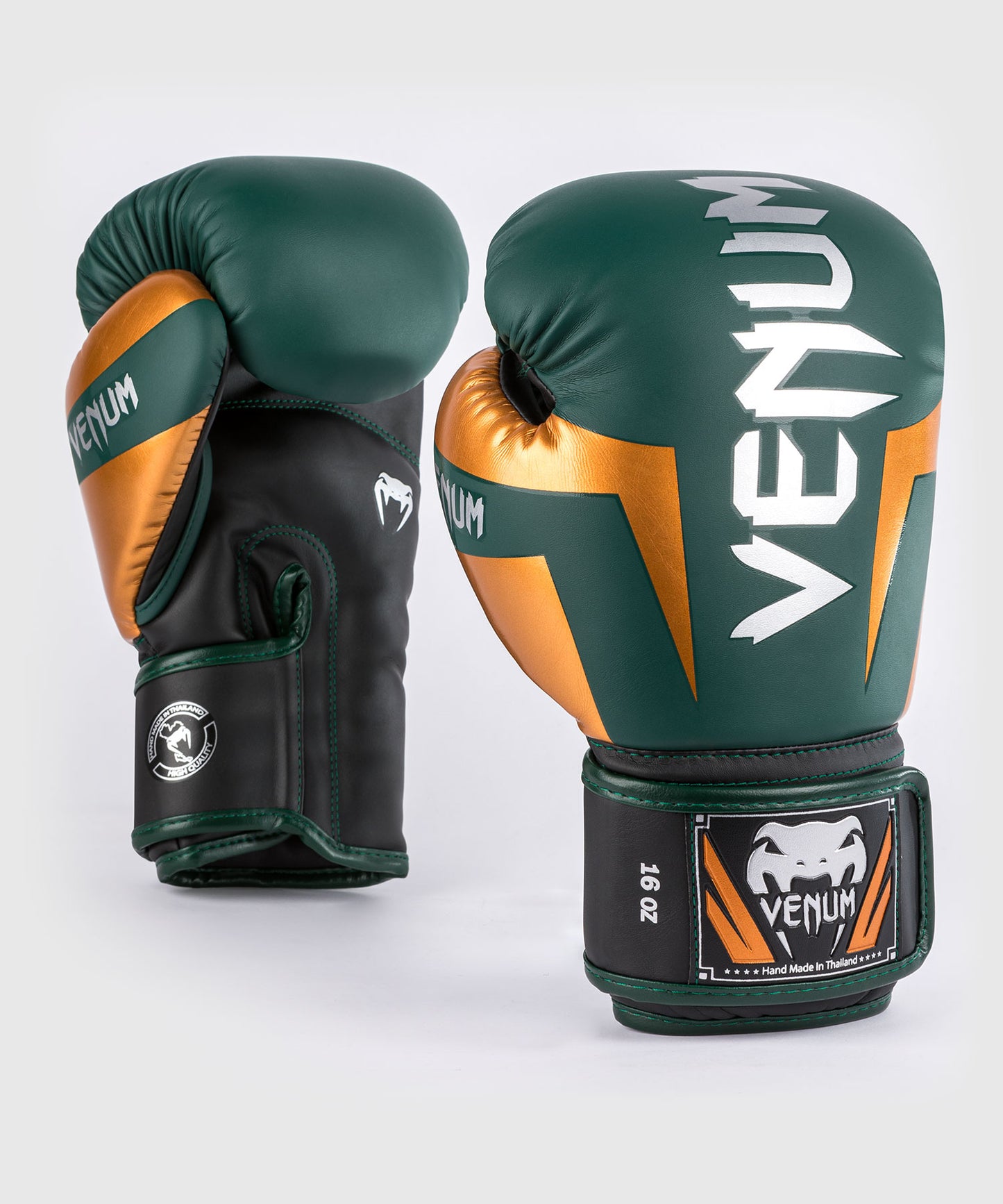 Боксерские перчатки Venum Elite - зеленый/бронзовый/серебристый