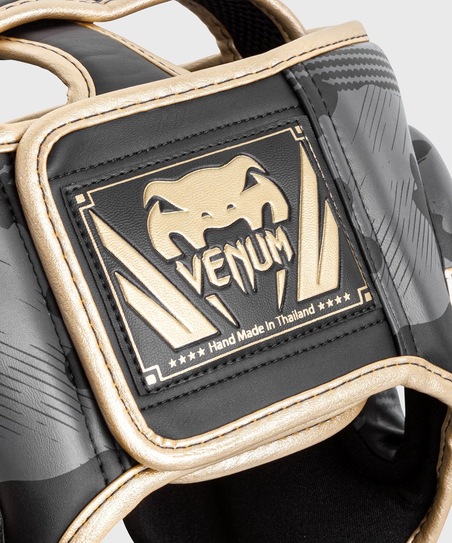 Боксерский шлем Venum Elite - Темный камуфляж/Золотой