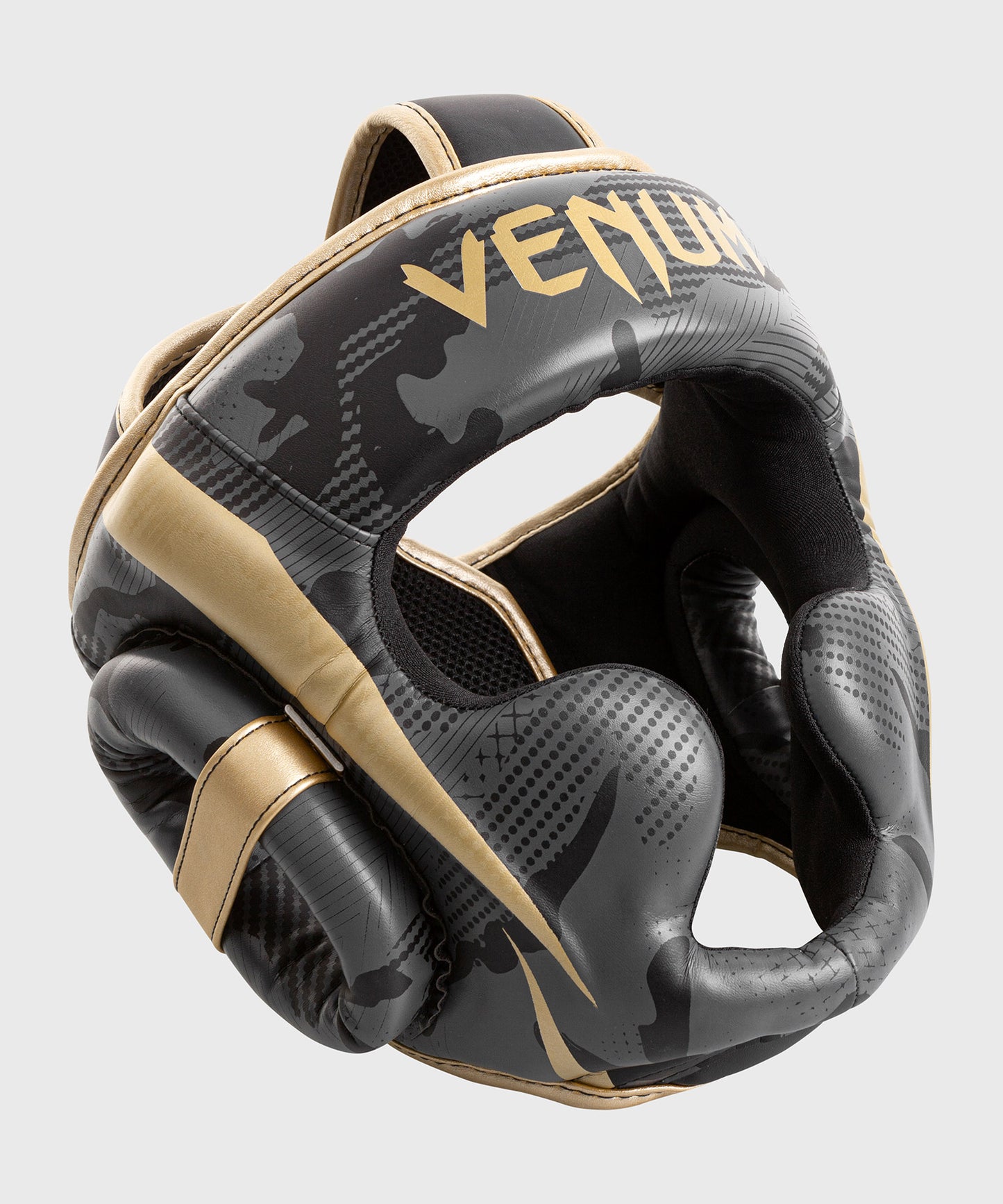 Боксерский шлем Venum Elite - Темный камуфляж/Золотой