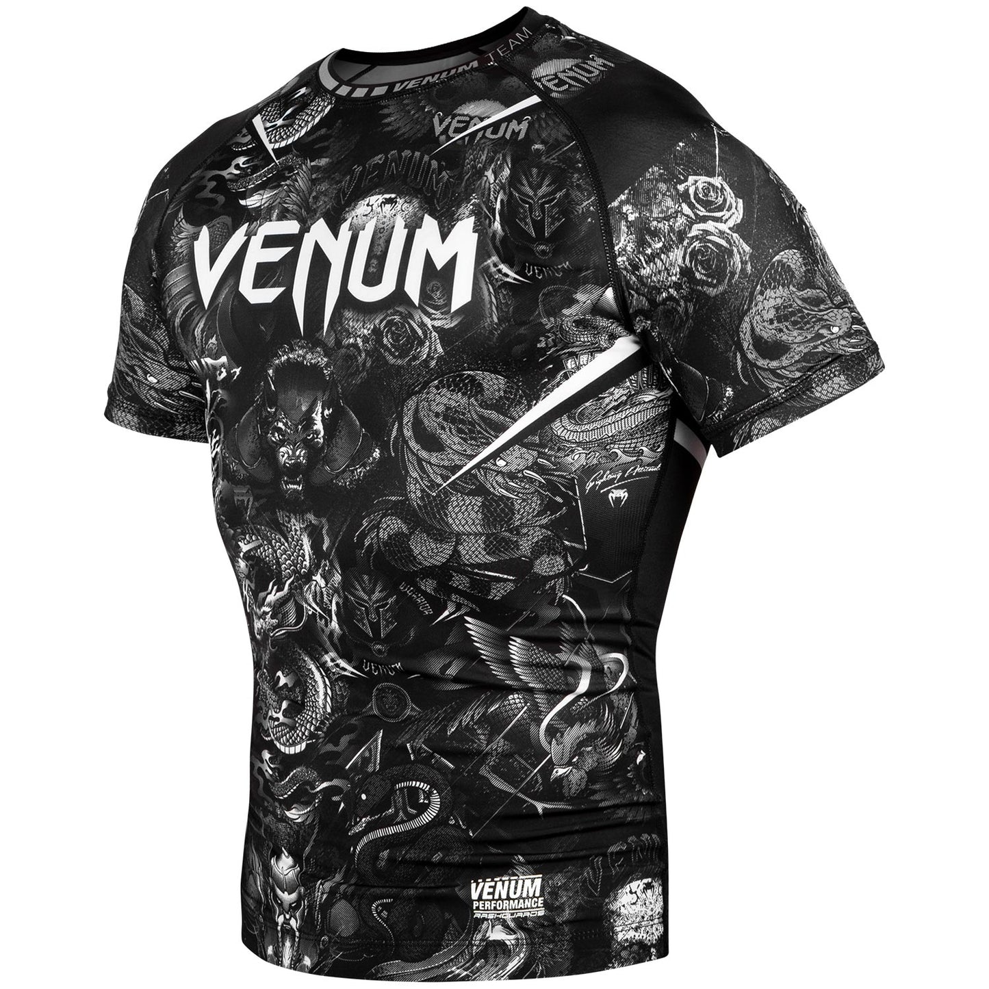 Рашгард Venum Art - Короткий рукав - Черный/Белый