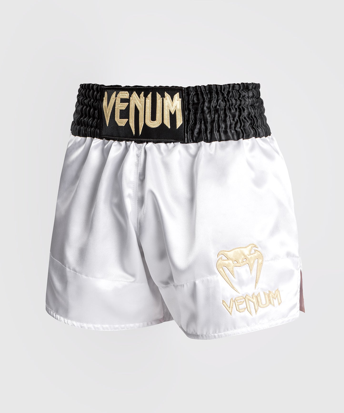 Venum Classic Muay Thai Shorts - Black/White/Gold