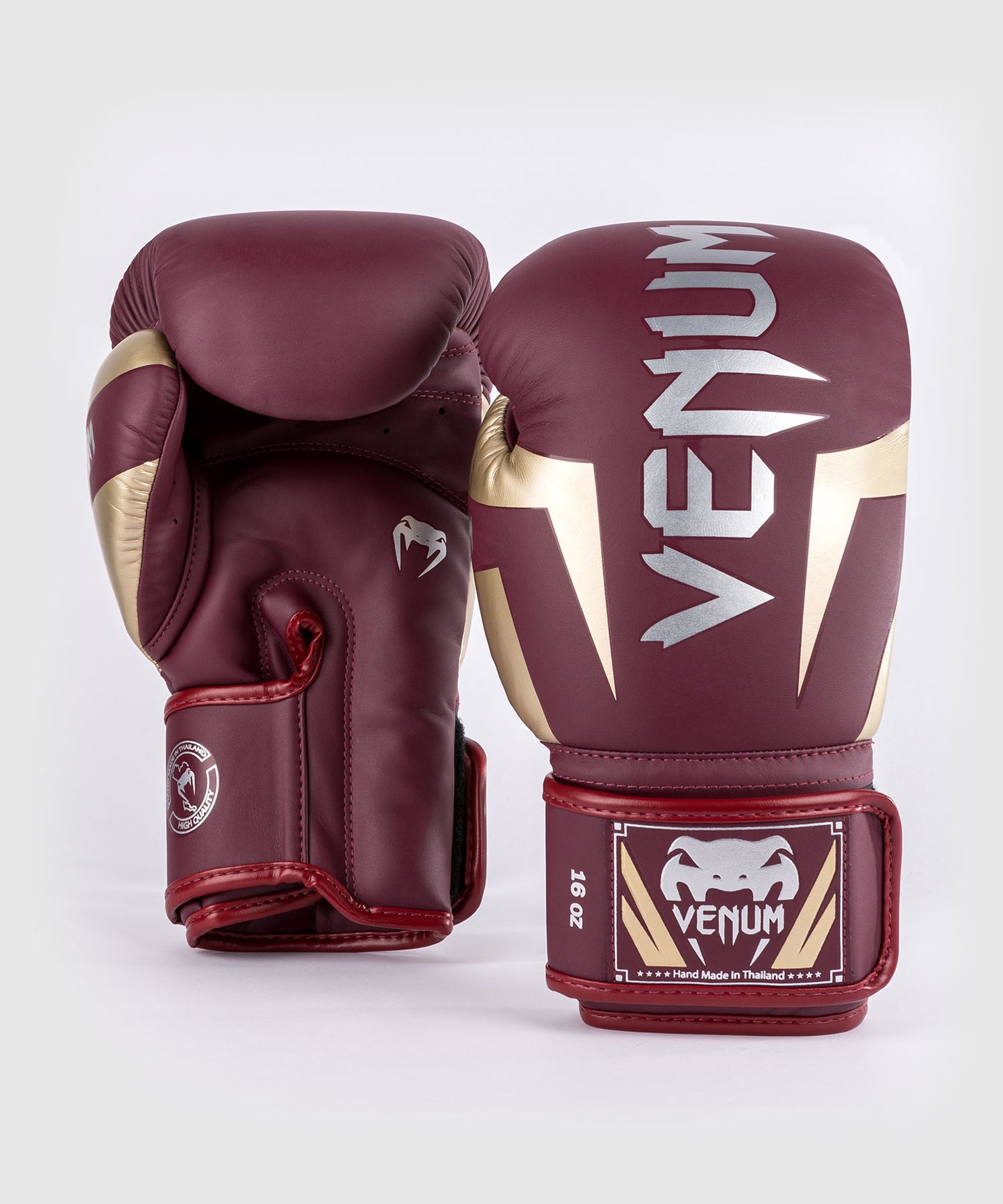 Боксерские перчатки Venum Elite - бордовый/золотой